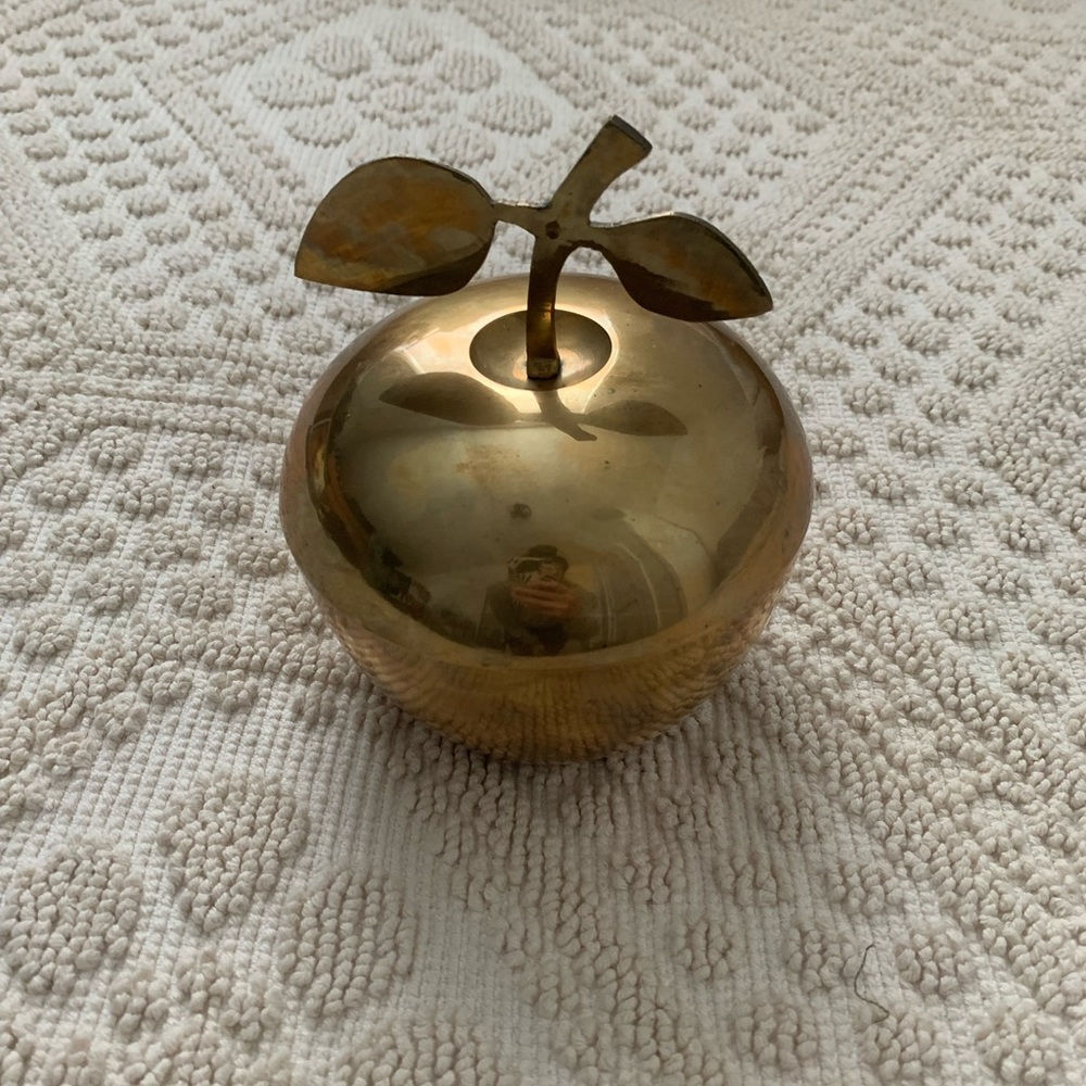 Vintage Brass Apple Trinket Box